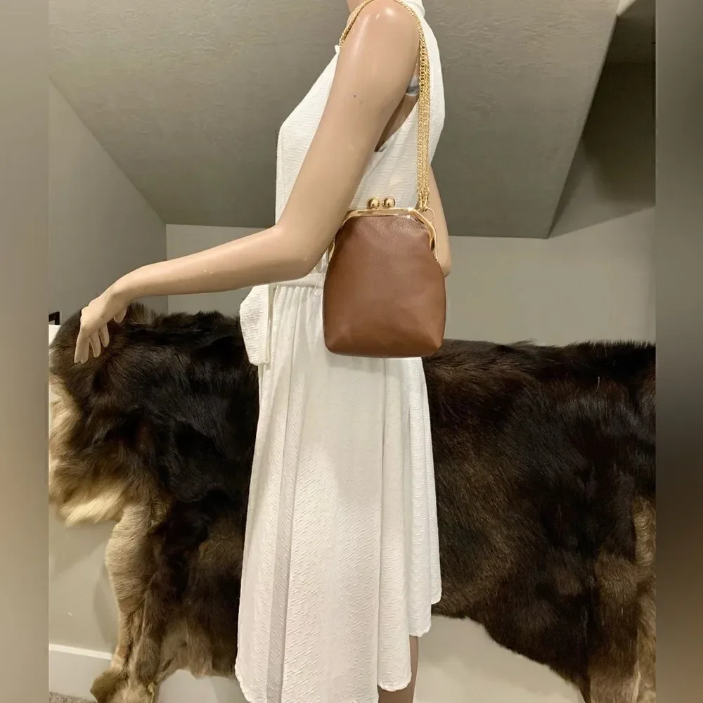Handmade Genuine Leather Purse/Push Lock Crossbody/Shoulder bag